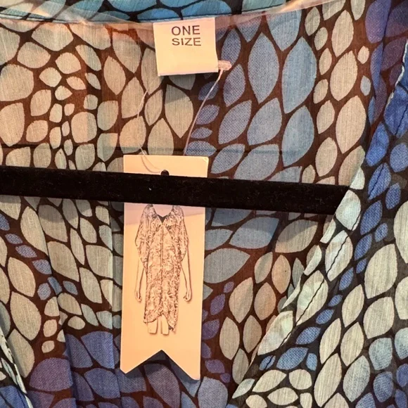 Blue and Green Patterned Women's cover up - Picture 2 of 7